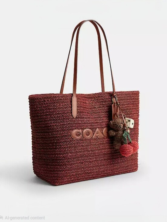 Coach Handbags - Coach Large City Tote Bag With Charms CES20 Straw/Gold/Russet